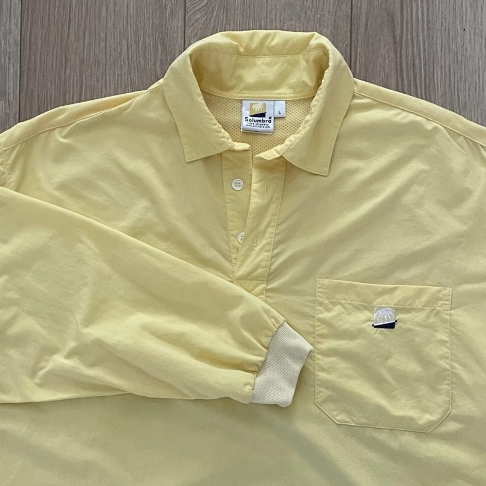 Solumbra Sun Protective SPF Mens LARGE Vented Polo Shirt Long-Sleeve~Made in USA